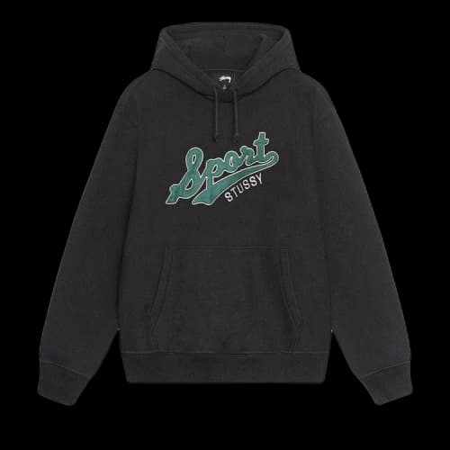 Stussy Satin Patch Oversized Hoodie 'Washed Black'