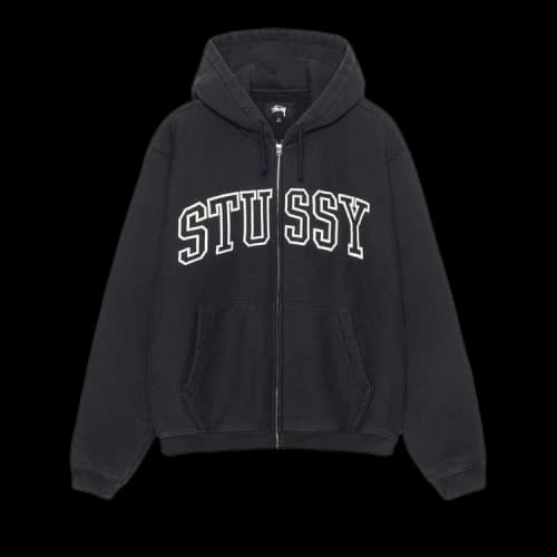 Stussy Outline Zip Hoodie 'Washed Black'