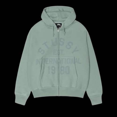 Stussy Established Zip Hoodie 'Grey Green'