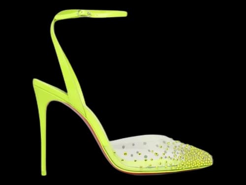 Christian Louboutin Spikaqueen 100 MM Embellished Pumps Version Yellow Fluo (Women's)
