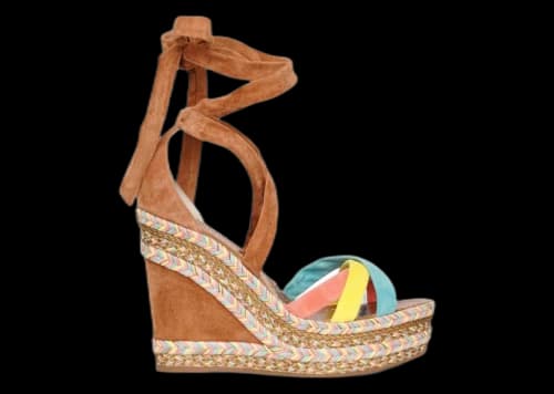 Christian Louboutin Lagoadonna 120 Veau Velours Wedge Multi (Women's)