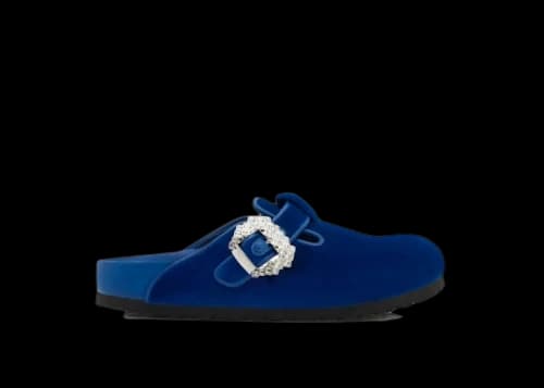 Birkenstock Boston Manolo Blahnik Royal Blue Velvet