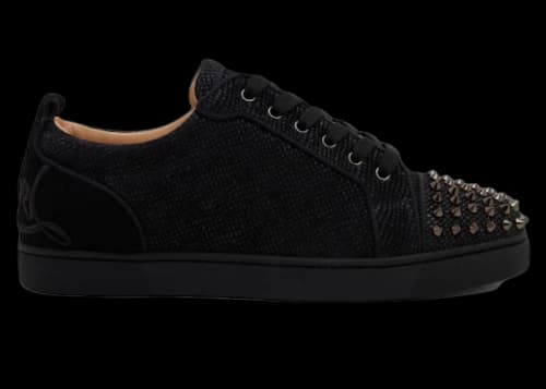 Christian Louboutin Fun Louis Junior Spikes Flat Black Velvet