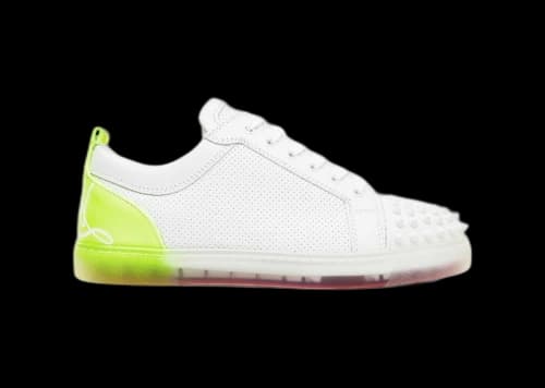 Christian Louboutin Fun Louis Junior Spikes Flat White Fluo Yellow