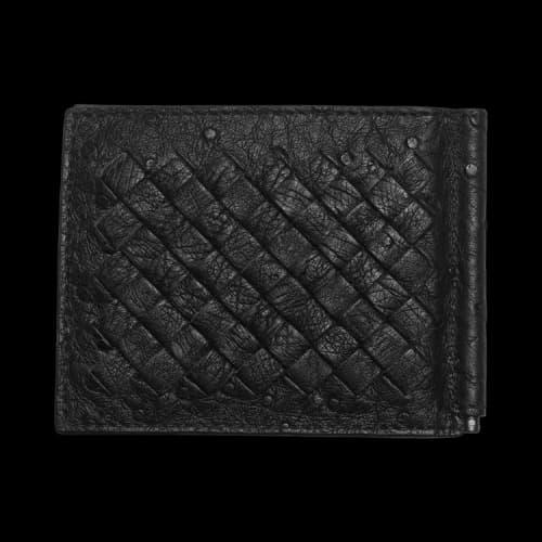 Bottega Veneta Intrecciato Ostrich Bi Fold Wallet 'Black'