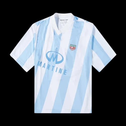 Martine Rose Stripe Short-Sleeve Twist Football Top 'Light Blue'