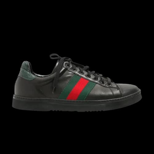 Gucci Leather Web Stripe 'Black Crocodile'