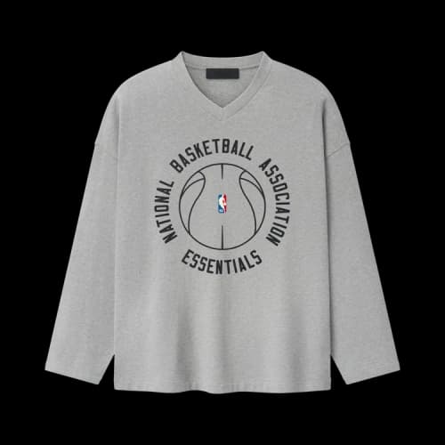 Fear of God Essentials NBA x Barkley Hendricks Long Sleeve V-Neck Tee 'Concrete Heather'