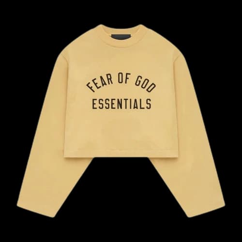 Fear of God Essentials Womens Tri-Blend Cropped Longsleeve Shirt Amber