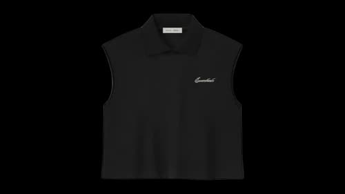 Fear of God Essentials Womens Cropped Pique Polo Jet Black