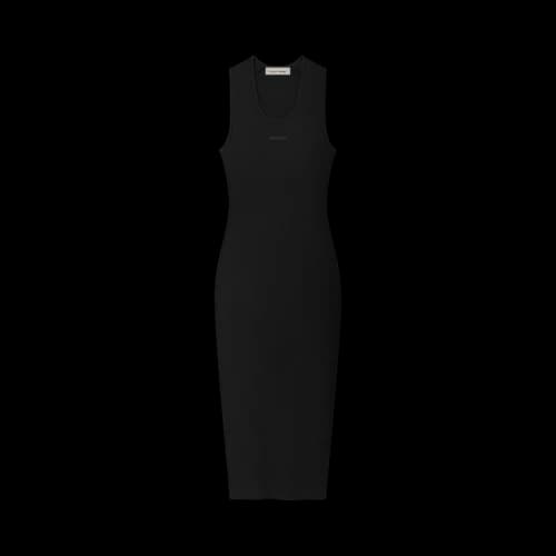 Fear of God Essentials Rib Knit Fitted Long Tank Dress 'Vintage Black'