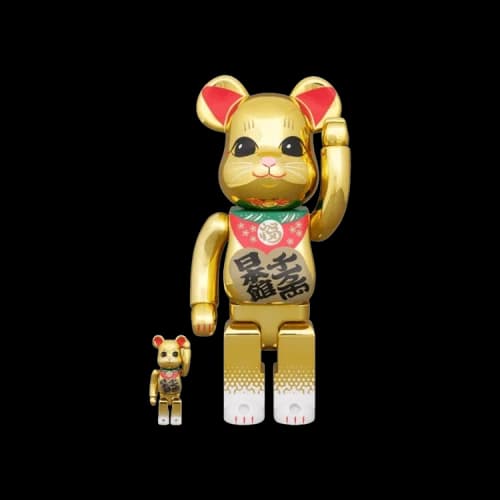 Bearbrick BE@RBRICK Japan Pavilion Lucky Cat 100% & 400% Set 'Gold'