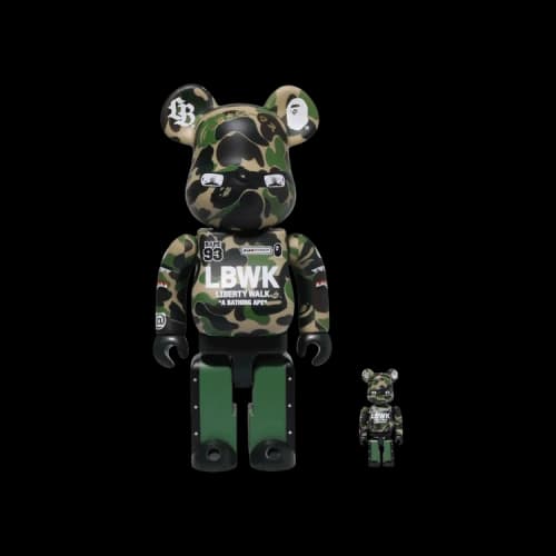 Bearbrick BE@RBRICK x BAPE XLBWK Livaken Knu ABC Camo 100% & 400% Set 'Green'