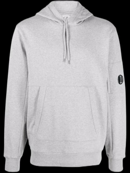 C.P. Company Diagonal Raised Fleece Pullover Hoodie Grey Melange