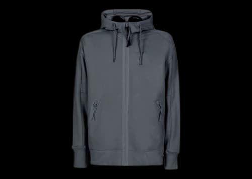 C.P. Company Diagonal Raised Fleece Goggle Hoodie Dark Shadow