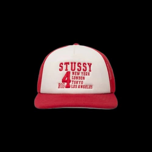 Stussy Trucker Big 4 Snapback 'Red'