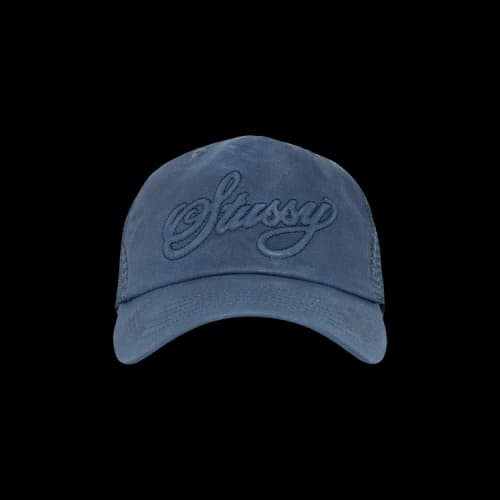 Stussy Cursive Stitch Trucker Hat 'Navy'