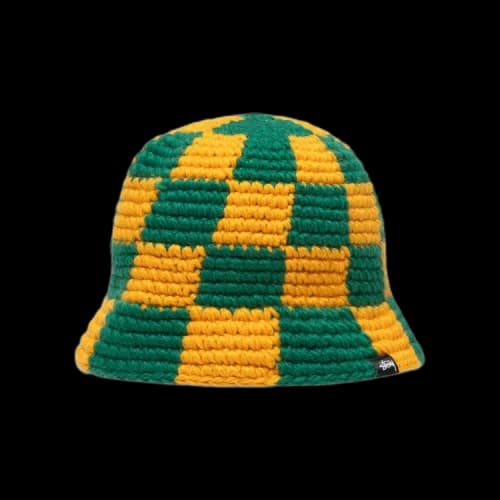 Stussy Bucket Hat Checker Knit 'Evergreen'
