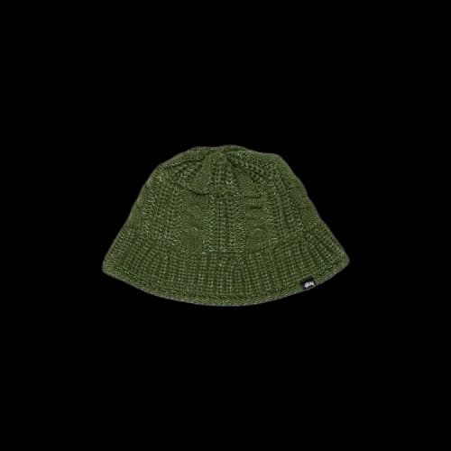 Stussy Cable Knit Bucket Hat 'Olive'