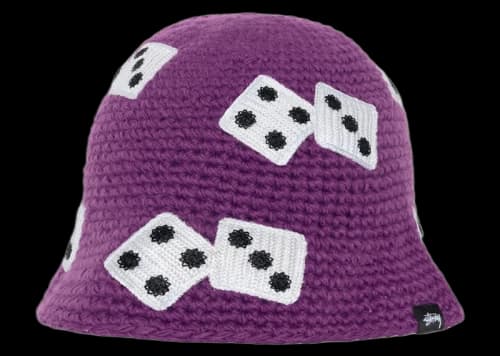 Stussy Dice Knit Bucket Hat Purple