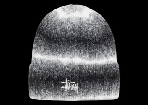 Stussy Cuff Stripe Knit Beanie Black