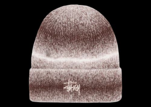 Stussy Cuff Stripe Knit Beanie Brown