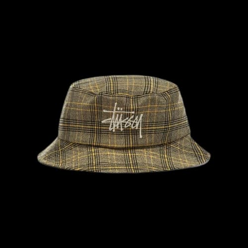 Stussy Big Logo Plaid Bucket Hat 'Off White'