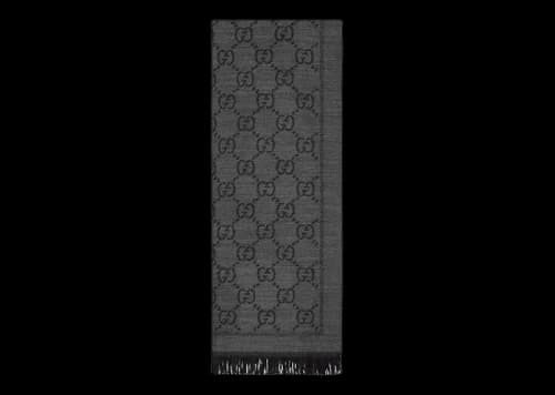Gucci GG Jacquard Pattern Knitted Scarf Grey