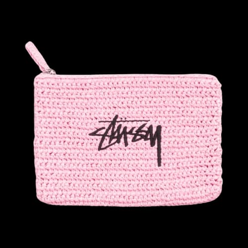 Stussy Raffia Zip Pouch 'Light Pink'