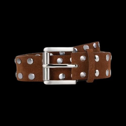 Stussy 8 Ball Studded Belt 'Brown Suede'