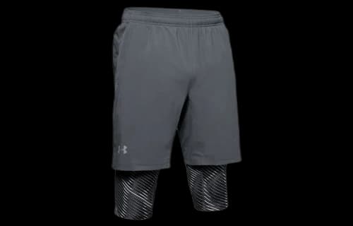 Under Armour Launch SW Long 2-in-1 Logo Shorts 'Pitch Grey'