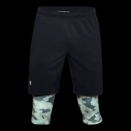 Under Armour Launch SW Long 2-in-1 Logo Shorts 'Black Green Camo'