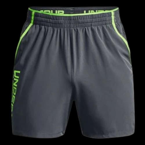 Under Armour Qualifier Wordmark Shorts 'Pitch Grey Lime'