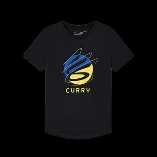 (GS) Under Armour Curry Logo T-Shirt 'Black Blue Yellow'