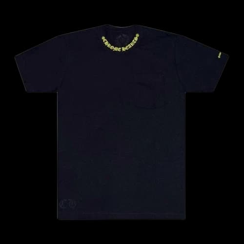 Chrome Hearts Neck Logo T-Shirt 'Black/Neon Yellow'