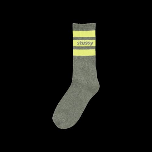 Stussy Sport Crew Socks 'Grey Heather/Lime'