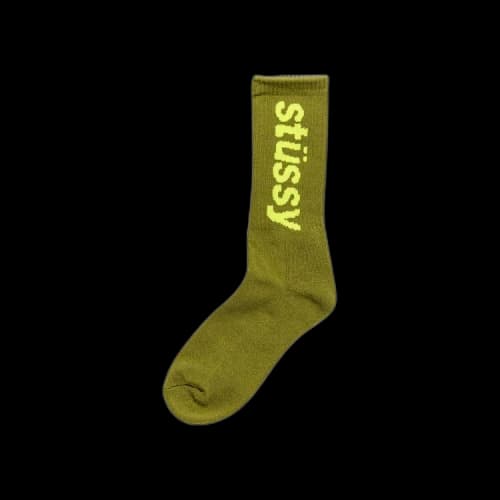 Stussy Helvetica Jacquard Crew Socks 'Green'