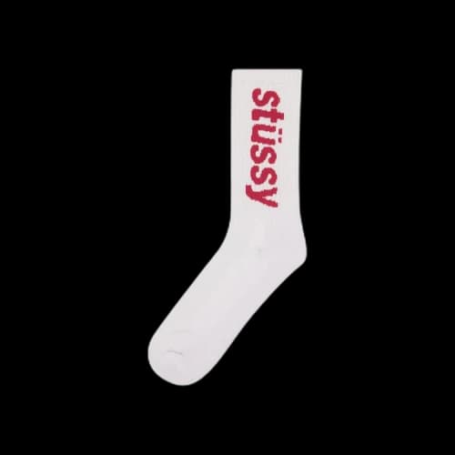 Stussy Helvetica Jacquard Crew Socks 'Hot Pink'