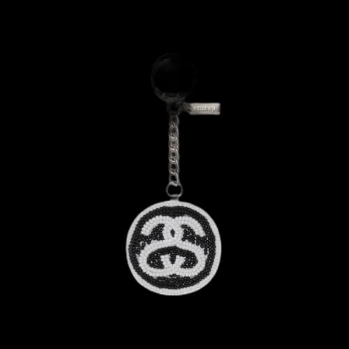 Stussy SS Link Beaded Ball Keychain 'Black/White'