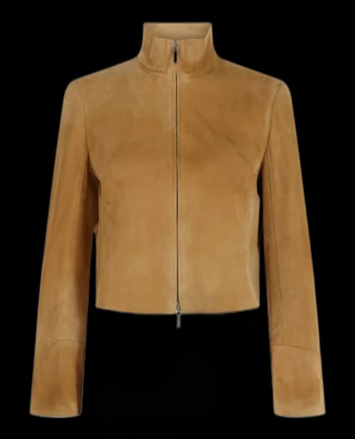 Ferragamo Suede Cropped Jacket Nude