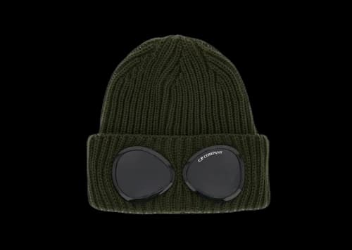 C.P. Company Cotton Goggle Beanie Khaki Green