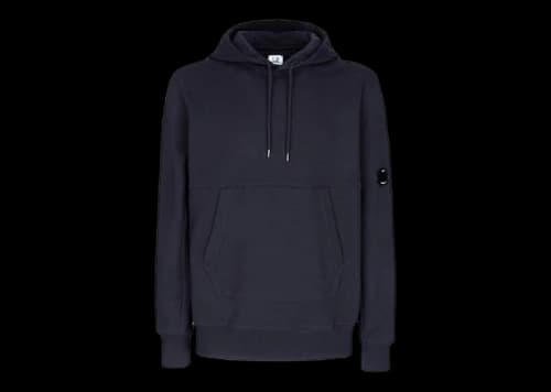 C.P. Company Diagnol Raised Fleece Hoodie Total Eclipse-Blue