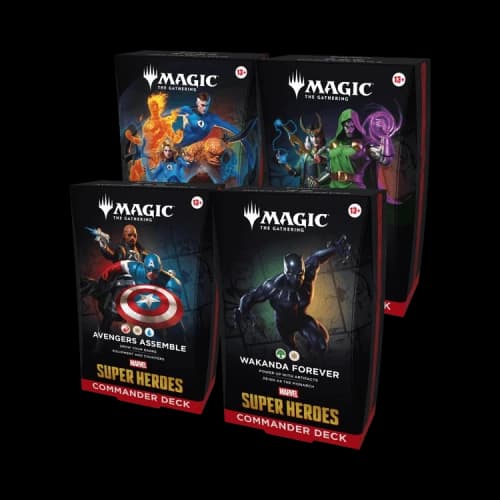 Magic: The Gathering Marvel Super Heroes (Avengers Assemble, Wakanda Forever, The Fantastic Four, Doom Prevails) Commander Deck Bundle