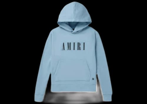 AMIRI Logo-Print Cotton Jersey Hoodie Light Blue