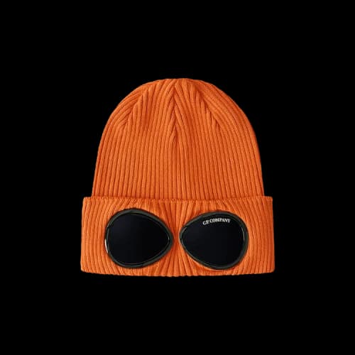 C.P. Company Goggles Detail Ribbed Beanie 'Gold Flame'