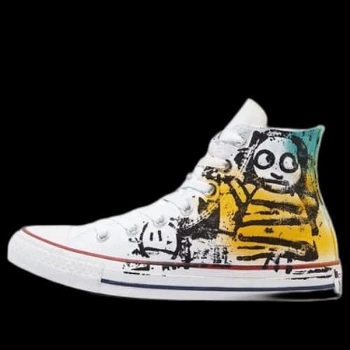 Converse Hand Painted Chuck Taylor All Star High Top Canvas Shoes White/Yellow/Blue