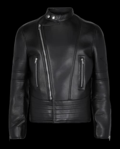 Givenchy Star Patch Leather Moto Jacket Black