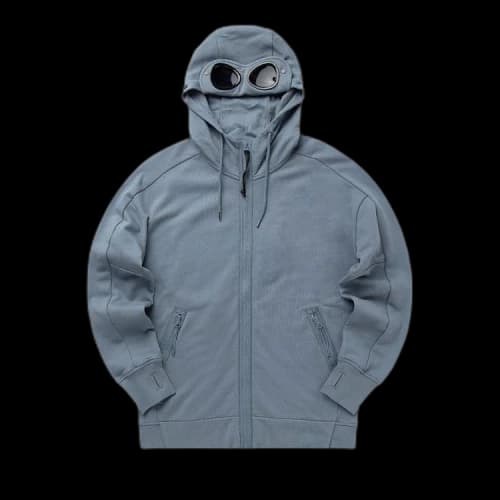 C.P. Company Diagonal Raised Fleece Goggle Zipped Hoodie 'Stormy Weather'