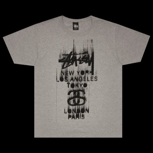 Stussy World Tour Paint Tee 'Grey Heather'