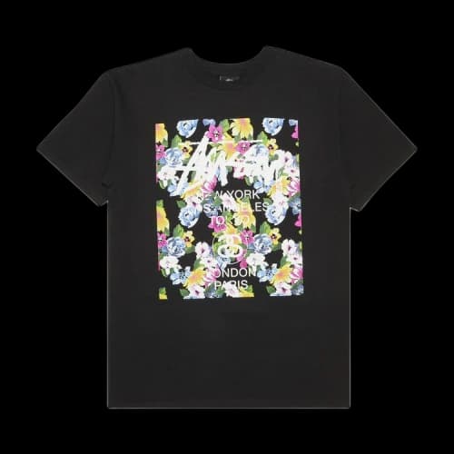 Stussy World Tour Flower Block Tee 'Black'